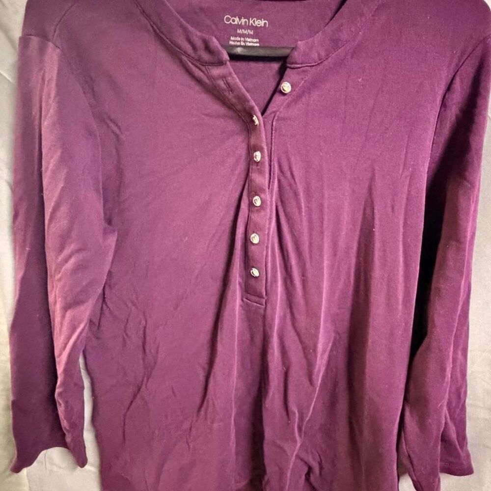 Calvin-klein Women's Purple and Burgundy Shirt